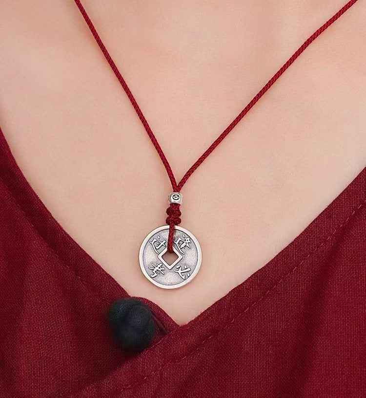 Lucky Koi Scholar Charm | S925 Sterling Silver Ancient Coin Pendant (18.5mm|2.2g)